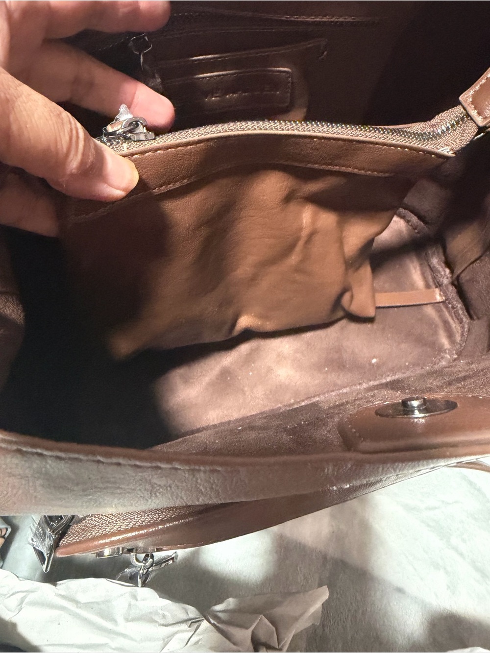Steve Madden BKOLT Viral Chocolate Brown Leather Shoulder Satchel/Crossbody Bag - Picture 6 of 11